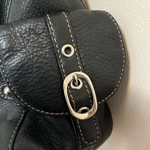 Luce genuine leather purse shoulder hand bag medium black bucket cinch style - Picture 3 of 16